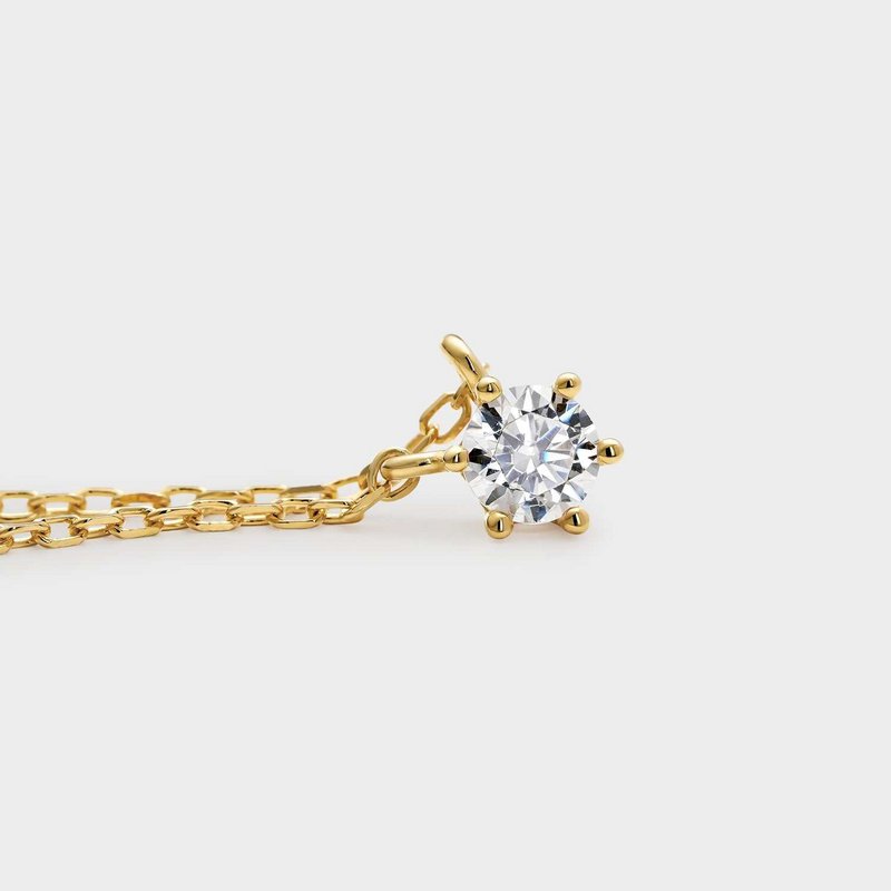 Collana in argento placcato oro giallo con zirconi montata su 6 griffe