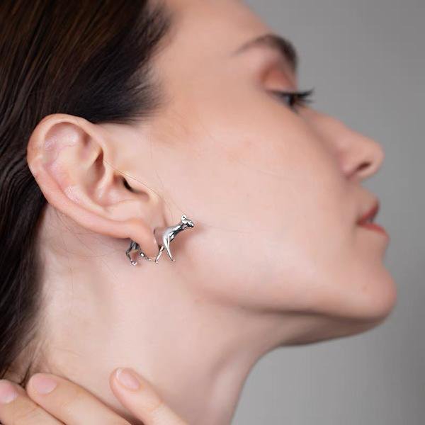 Whimsical Cat & Dog Front Back Earring
