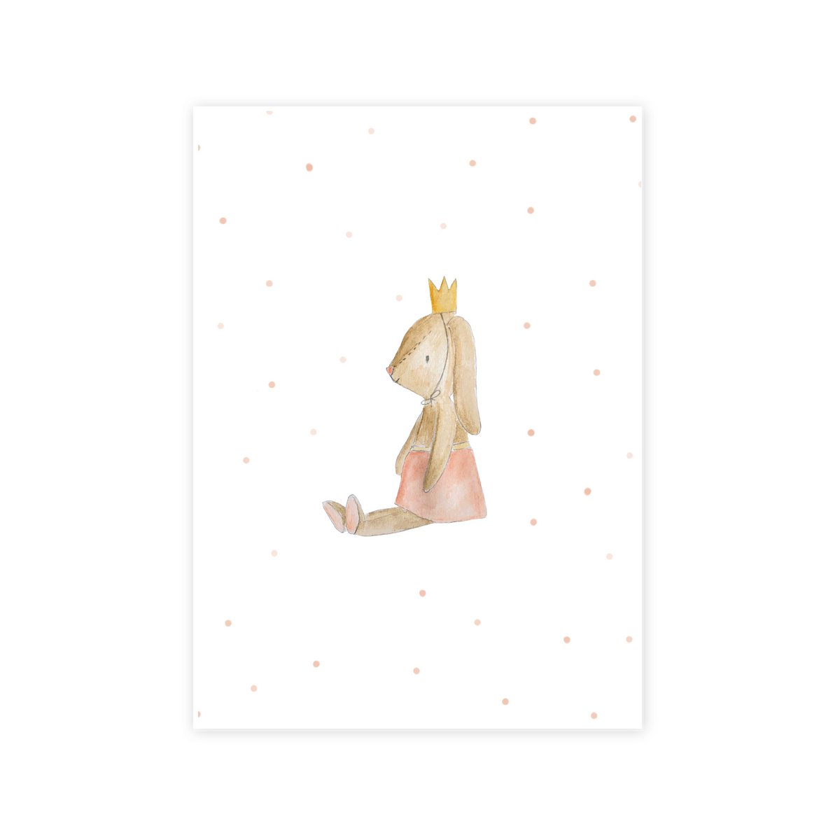 Postcard (A6) with rabbit with crown in watercolor