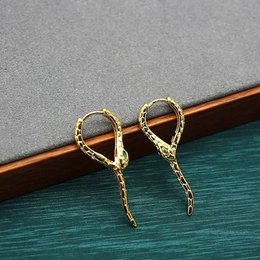 Unique Green-eye Cobra Design Earrings - Gold & Silver