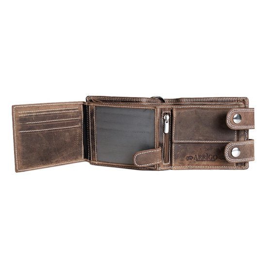 Brieftasche Herren Cognac mit Kette - stilvoller und praktischer Brieftasche aus echtem Leder, geeignet für Männer und Frauen.