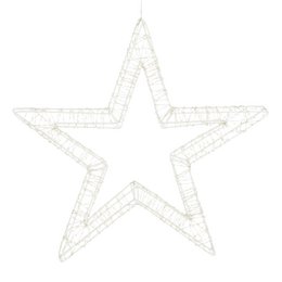  Warm white iron LED Christmas star decoration with intricate wiring design.