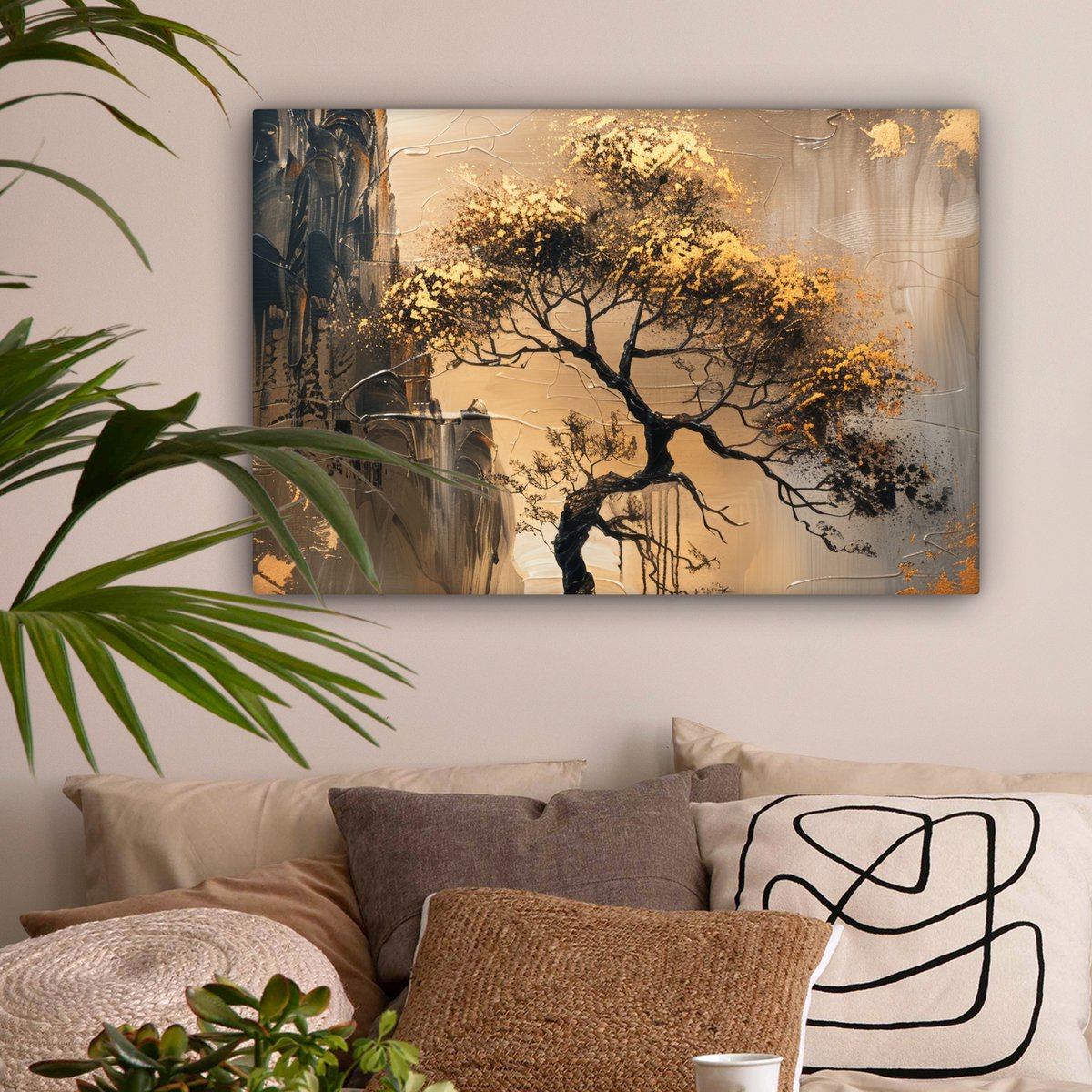 Peinture sur toile - décoration murale - or - paysage - peinture - décoration murale salon - décoration de chambre moderne - peintures abstraites