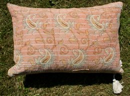 Housse de Coussin Vintage Kantha 50x70 cm orange pastel