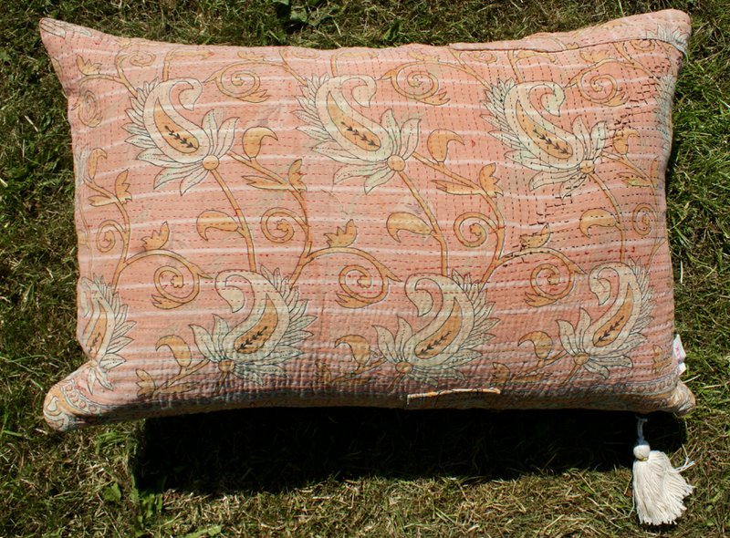 Funda de cojín Vintage Kantha 50x70 cm naranja pastel