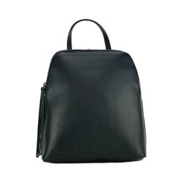 RB1018A | Damenrucksack aus echtem Leder mit zwei Fächern, hergestellt in Italien, mit verstellbaren Schultergurten. Zubehör aus Gunmetal-Metall – Farbe Schwarz – Maße: 26 x 30 x 14,5 cm