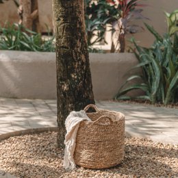 Cesta para la colada | Cesta para plantas | Cesta de almacenamiento BALAI hecha de jacinto de agua (3 tamaños)