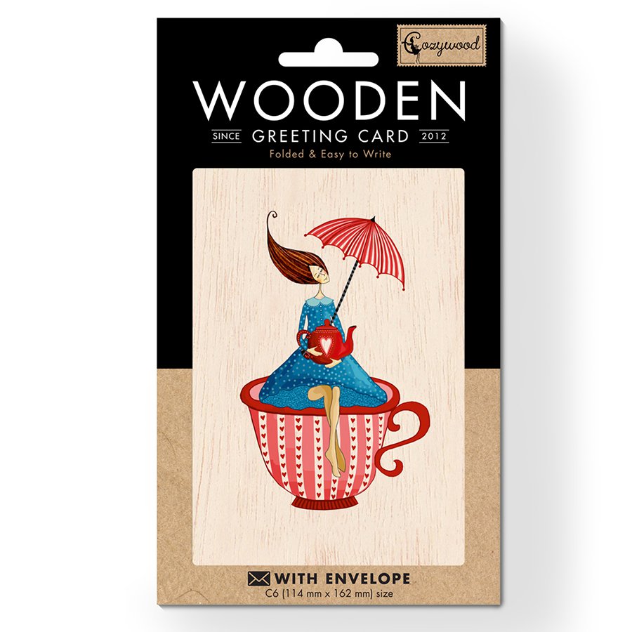 La Copa Tarjeta de felicitación de madera doblada