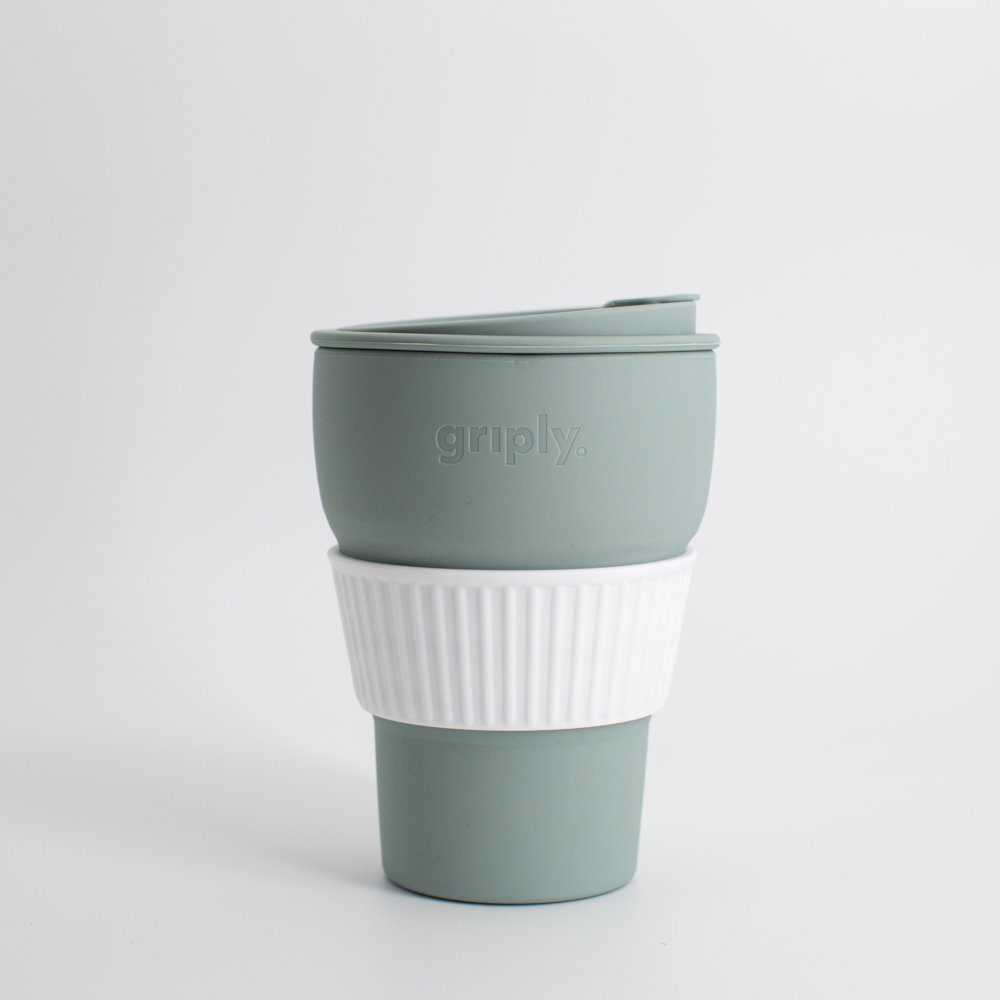 Griffige, faltbare Kaffeetasse – Grau – 470 ml