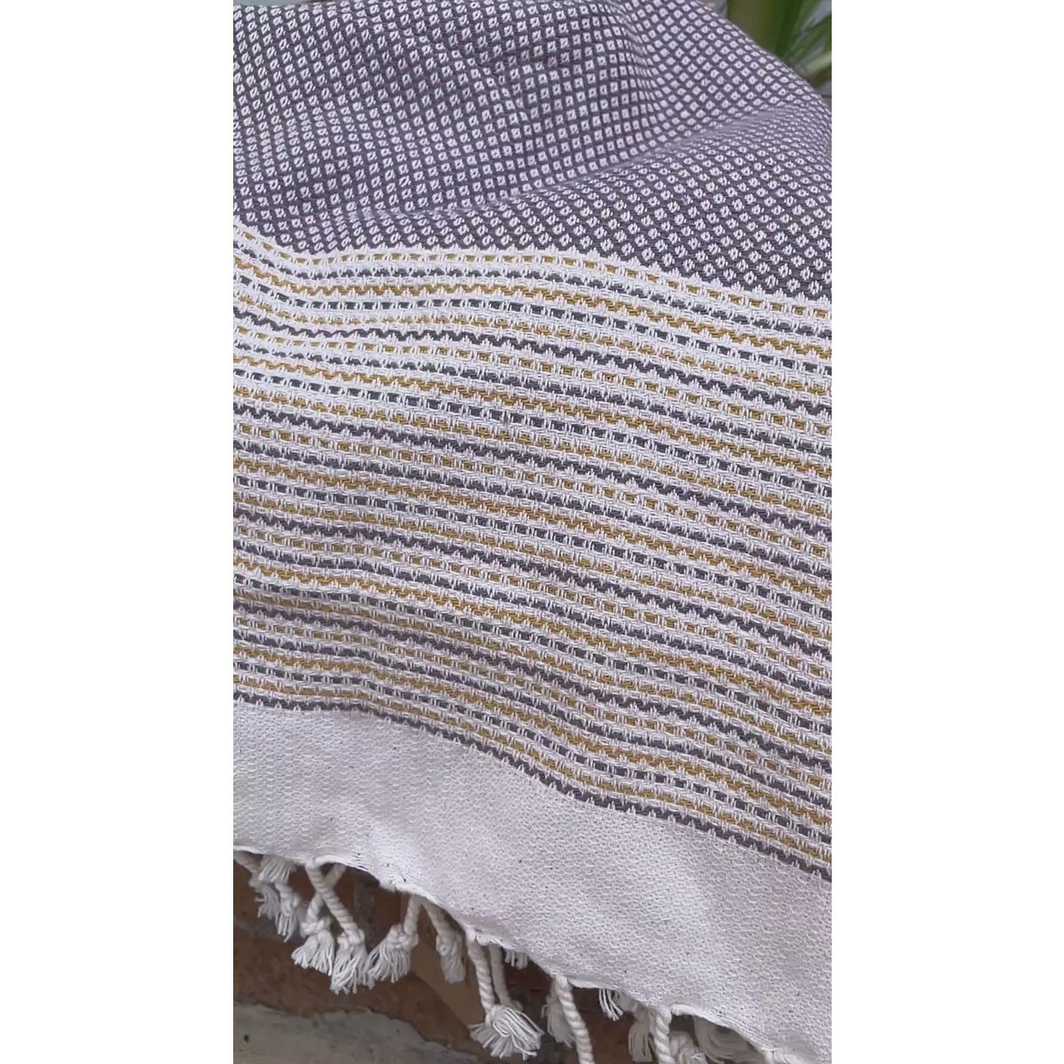 PHARAO Katoenen Hammam Spa Handdoek – Sneldrogend – Bruin/Geel - 180x100 cm