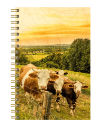 CUADERNO TAPA MADERA / VACAS SOL PUESTA
