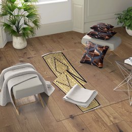 Alfombra Kilim Geométrica De Lana Y Teca