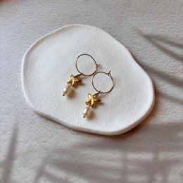 Marine Dream - Starfish and Pearl Hoop Earrings