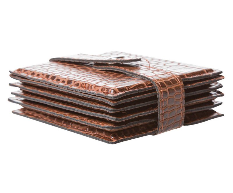 Coaster de vidrio 6-ER Set Kroko Light Brown