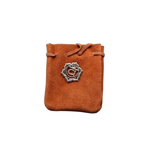 Suede Pouch-Orange with Chakra Symbol 3.25x2.75"