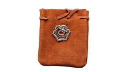Suede Pouch-Orange with Chakra Symbol 3.25x2.75"