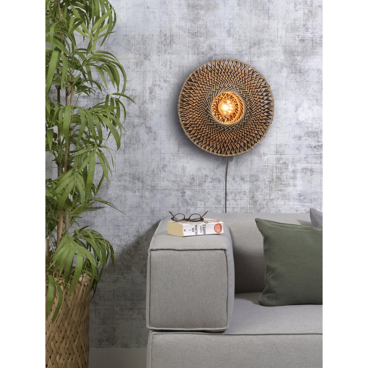 Lámpara de mano Bali 44cm zw./nat., S