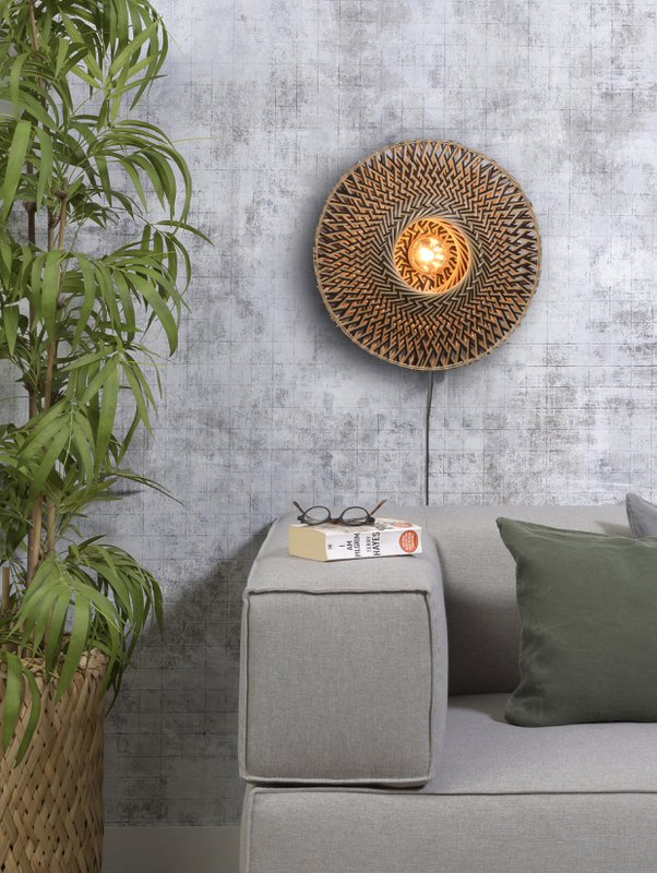 Wandlamp Bali 44cm zw./nat., S