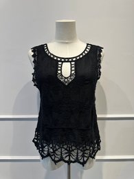 Camiseta sin mangas de encaje bordado - 100% - Made in ITALY