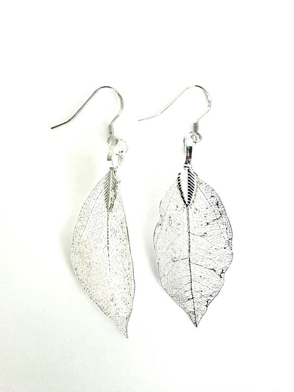 Pendiente Hoja de Eucalipto Plata