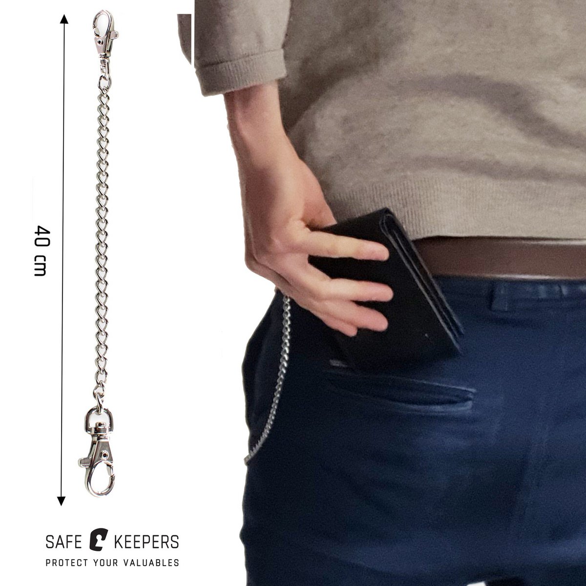 Billetero Hombre con cadena - Billetero grande extendido - Billetero Cadena - Billetero Biker - Billetero hombre
