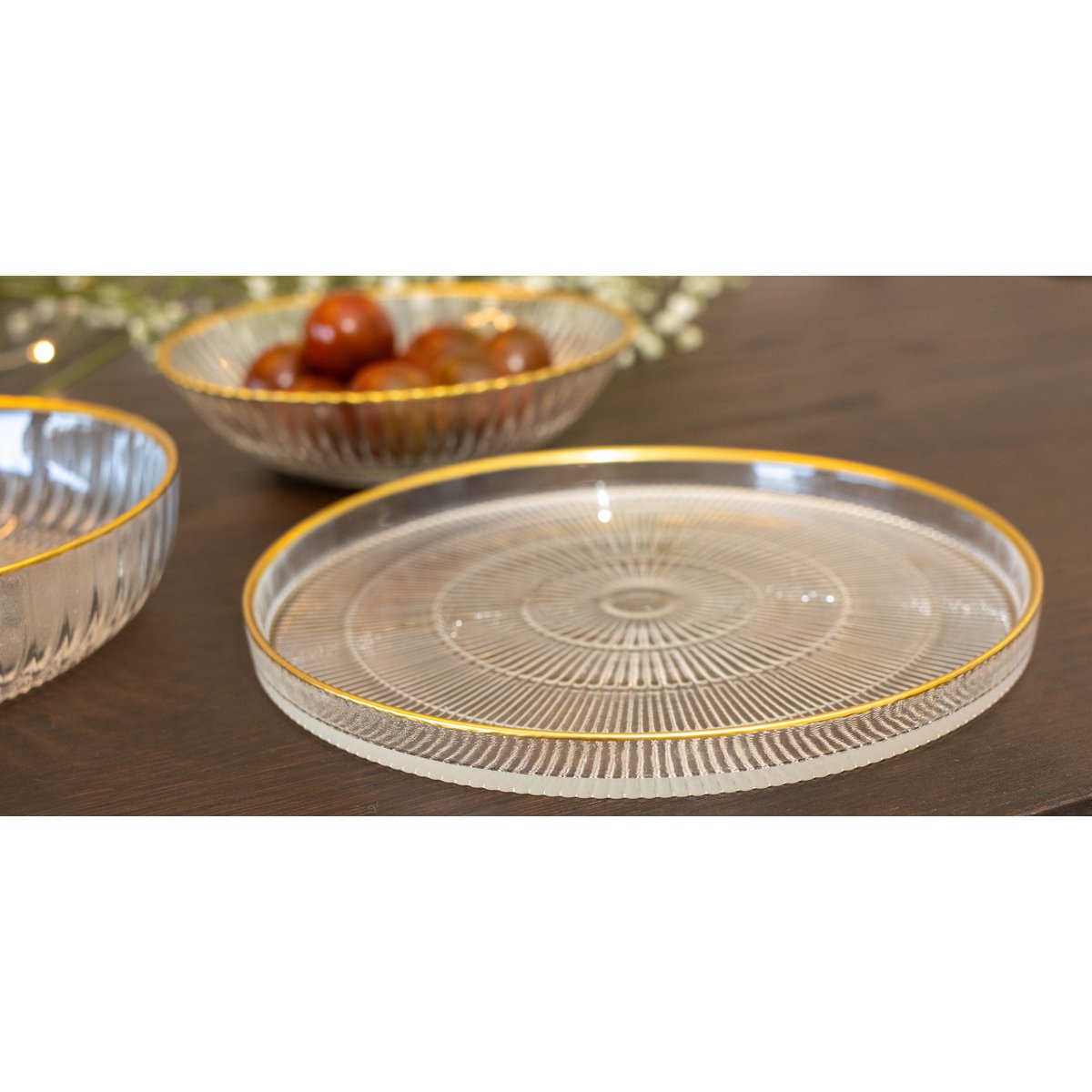 Goldline 16x16x2cm striped dessert plate