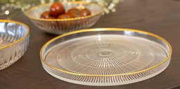 Goldline 16x16x2cm striped dessert plate