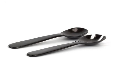 Small cutlery in black and blond horn