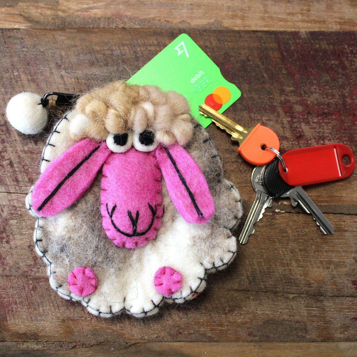 Porte-Monnaie Feutre Naturel (surt) - Happy Sheep