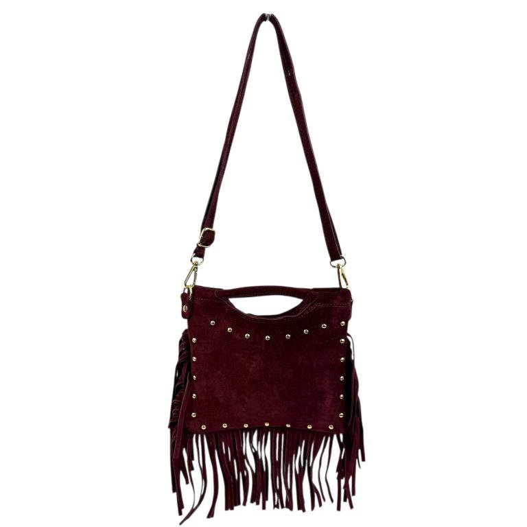 Split Leather Bag with Studs and Fringes. Promo 58045