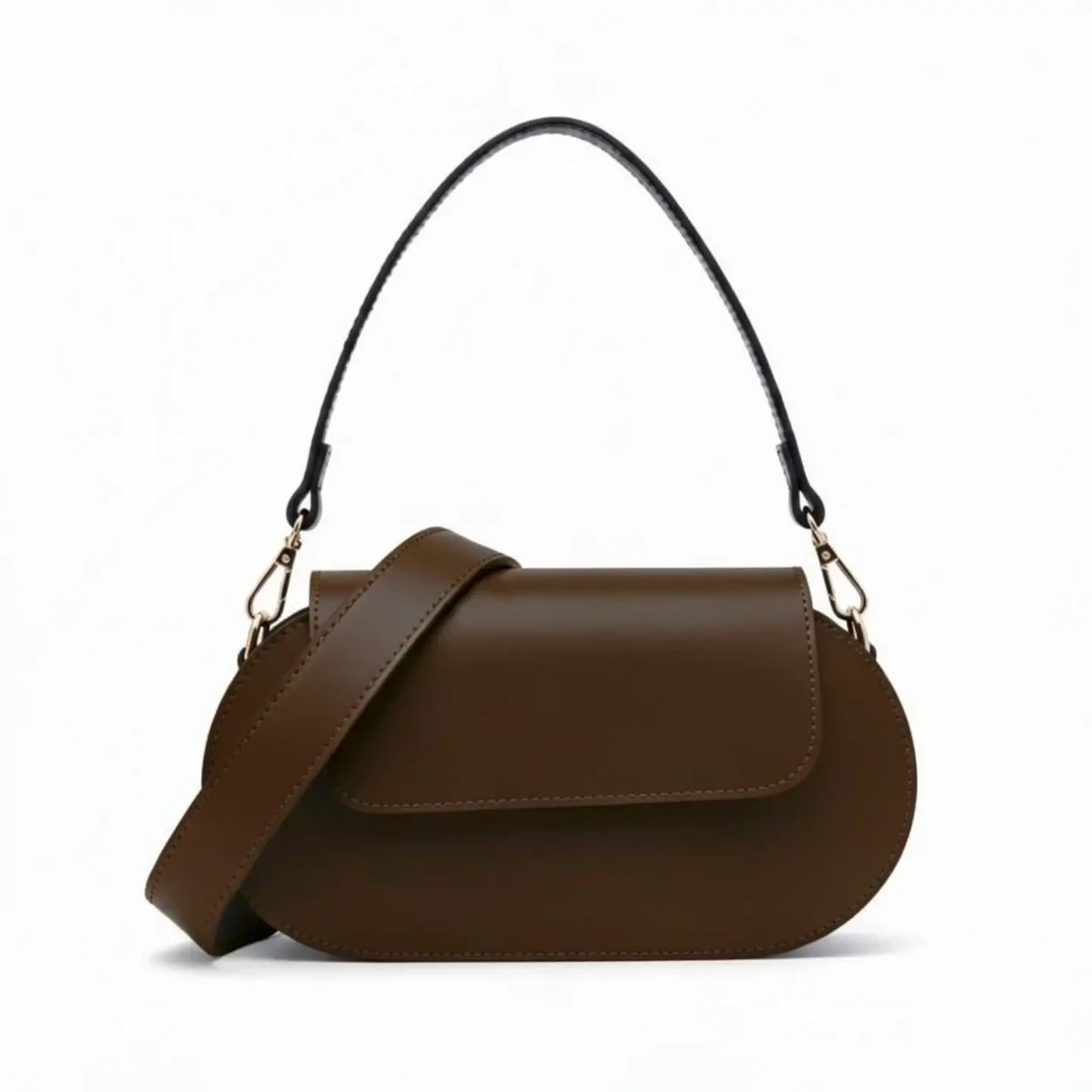 RUBIS | Chocolade Italiaans lederen crossbody en handtas