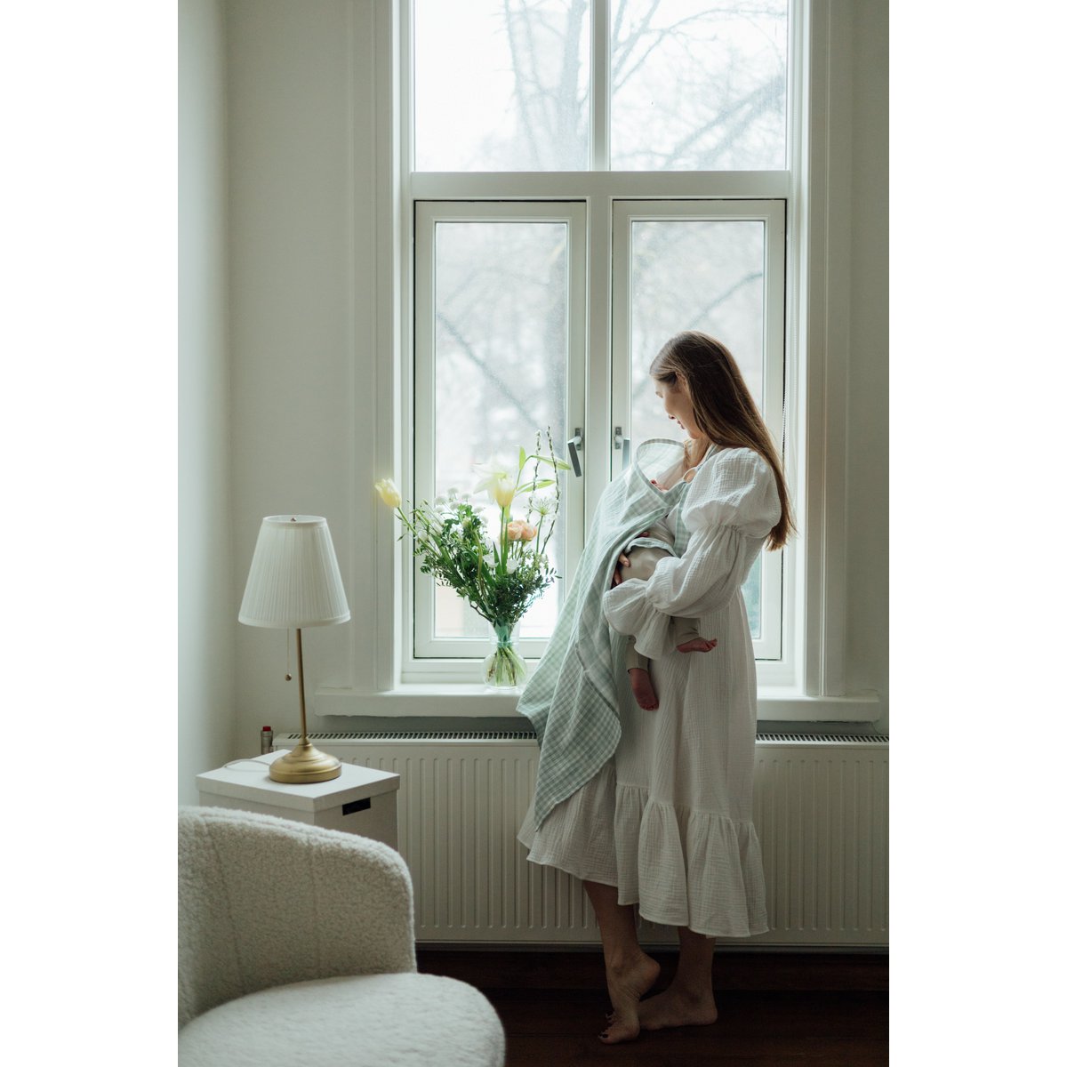 TISU nursing cover, Light Mint Gingham