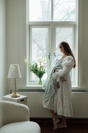 Nehmen Sie die Pflegeabdeckung, leichte Minze Gingham