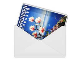 Cartolina da viaggio in metallo 10x14 cm Überlingen Lago di Costanza fiori decorazione lago