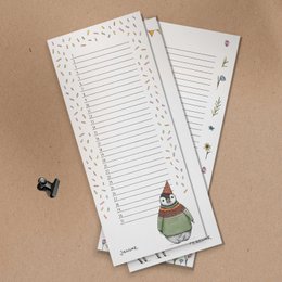 White birthday calendar with decorative borders, llama and cactus illustrations, lined writing spaces.