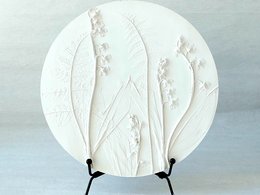 Objeto de pared, decoración de pared, cuadro redondo, cuadro en relieve, blanco, yeso, 22cm