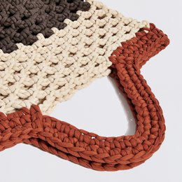 "Ingrid Grande" Crochet Beach Bag Terracotta + Creme + Mocha