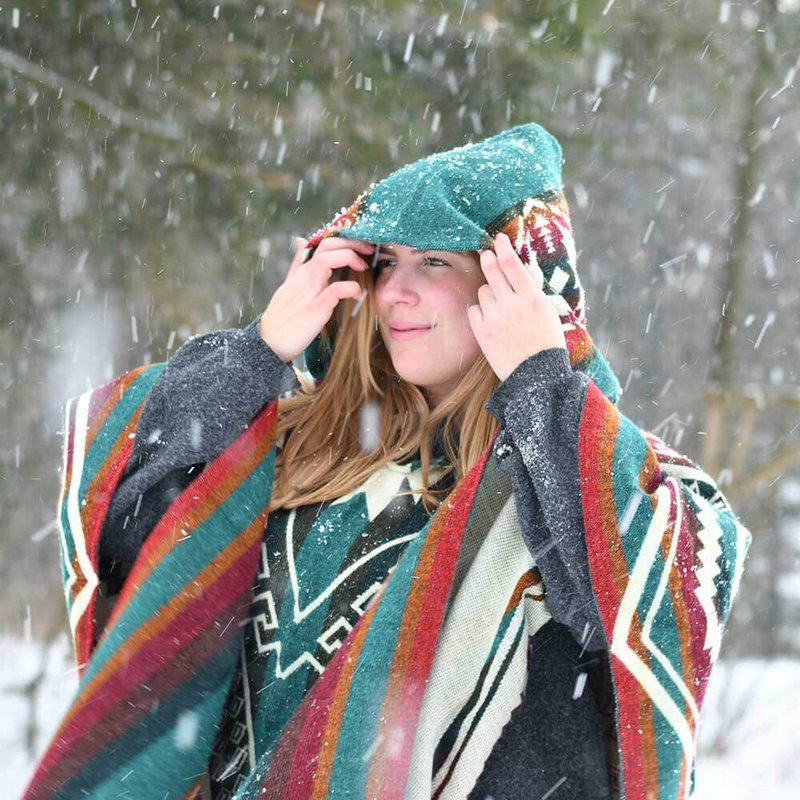 Poncho in alpaca colorato - Prodotto in Ecuador