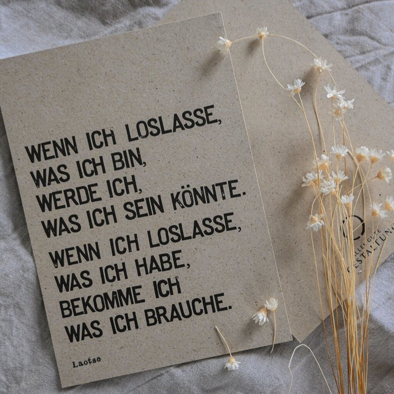 Stamped Postcard "Wenn ich loslasse"