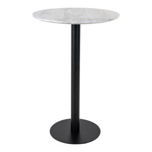 MyMarble Bar Table, Marble look & Black base ø70x105cm