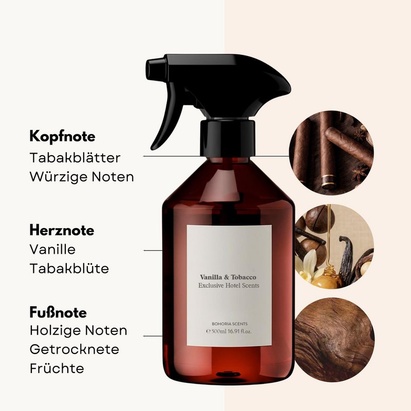 Room spray Vanilla & Tobacco 500ml vanilla, tobacco & cocoa