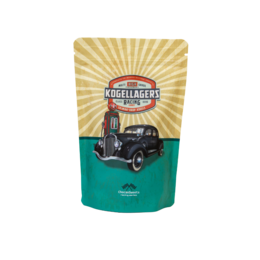 Black oldtimer car vintage liquorice balls, round candy sweets, retro design packaging.