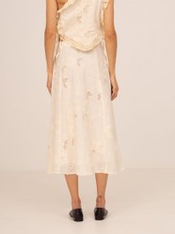 Sunlit Cream Embroidered Midi Skirt