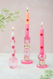 Candelero Portavelas Cristal Rosa