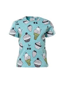 Kurzarm T-Shirt, Süßigkeiten und Früchte