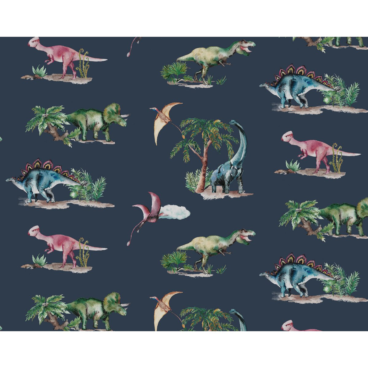 Papel Pintado Infantil Dinosaurios - Medianoche