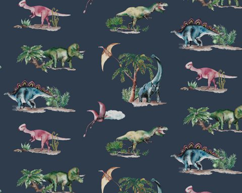 Dinosaurier Kindertapete - Mitternacht