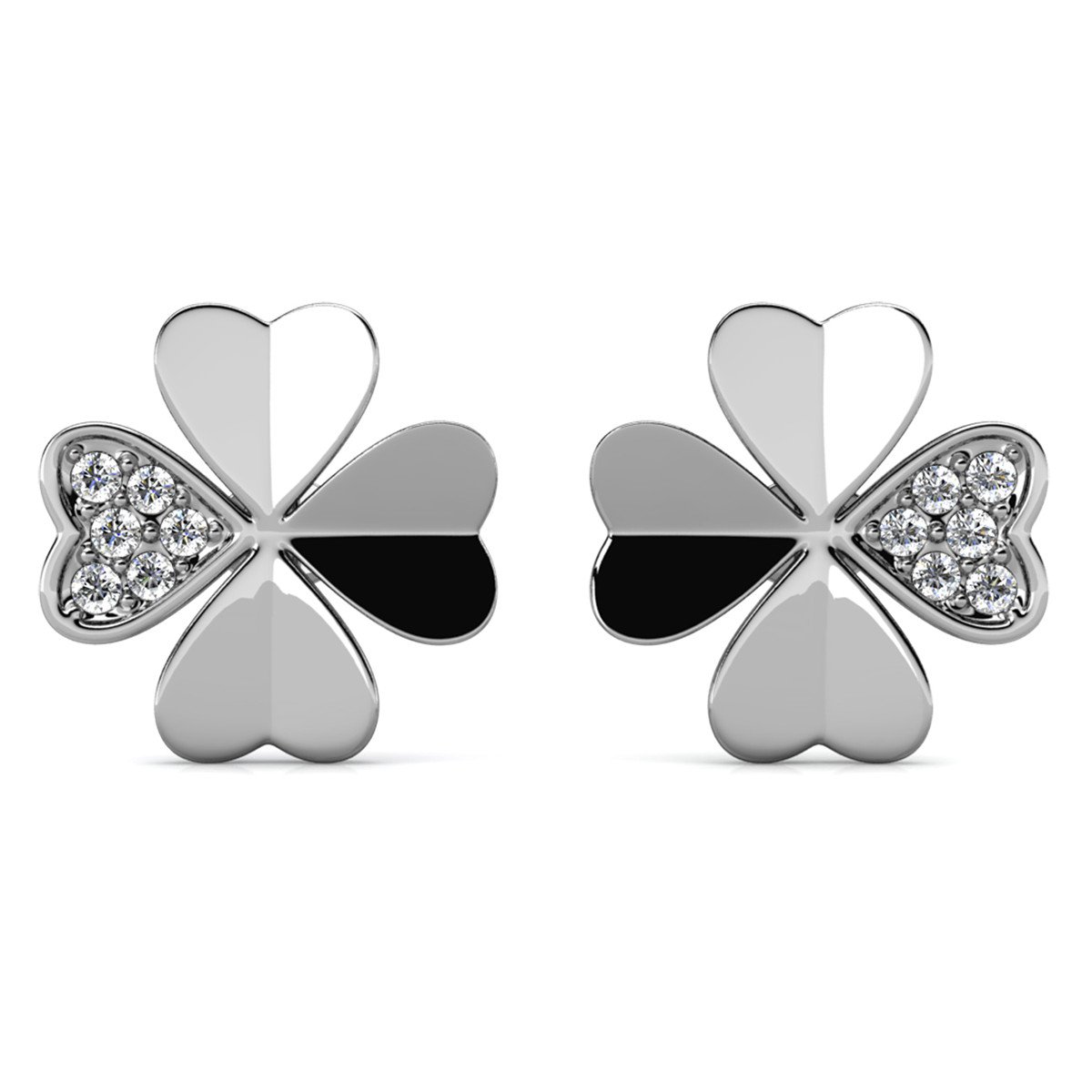 Kleeblatt-Ohrringe – Silber und Kristall