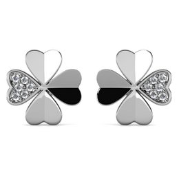 Kleeblatt-Ohrringe – Silber und Kristall