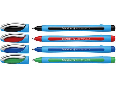 Ballpoint pen Schneider Slider XB Memo assorted blister of 4 pcs.